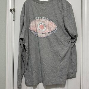 Lauren James Gray Long Sleeve Tee with Football Graphic